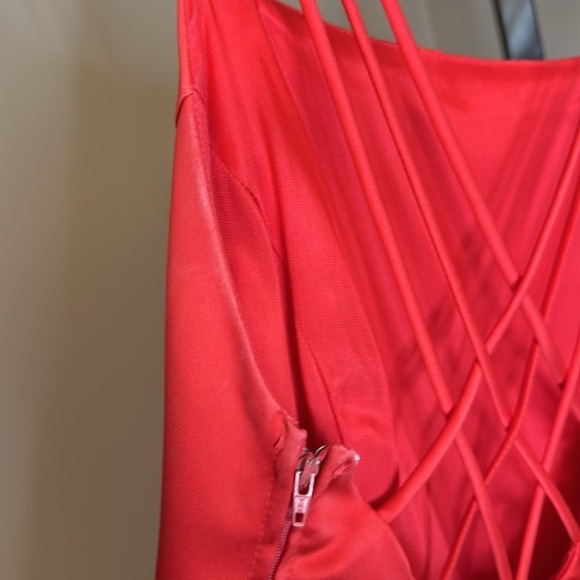 Betsy and Adam by jaslene watermelon crisscross prom dress size 6 petite - Picture 6 of 9